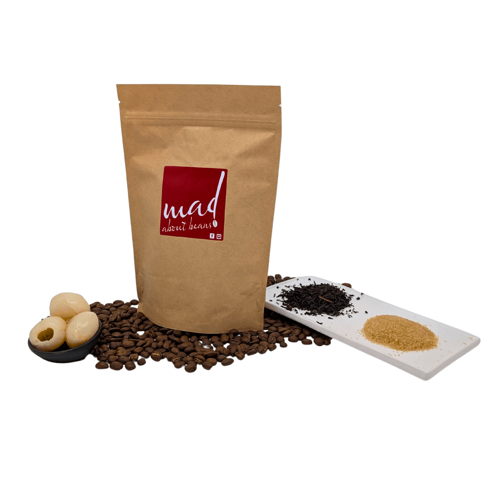 Flavour Notes for Chamaeleonn freshly roasted coffee - earl grey tea, brown sugar and lychee, with coffee bag - Mad About Beans