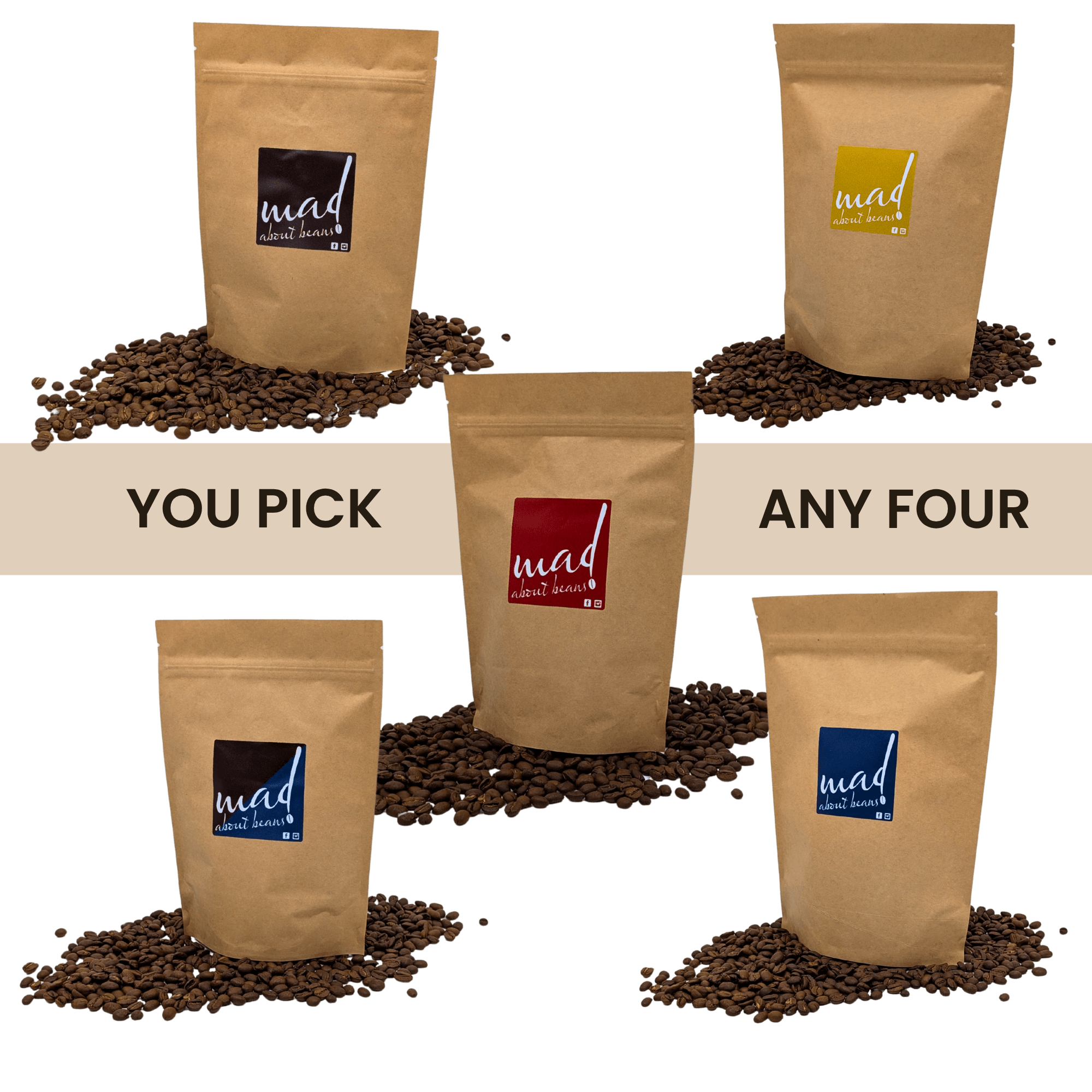 The classic taster box of coffee you selection of four of our classic flavours